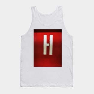 WHITE on RED. UPPER CASE CAPITAL H Tank Top